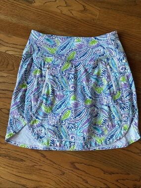 IBKUL Paisley Print Golf, Pickleball Skort in Blue, Purple & Green & White